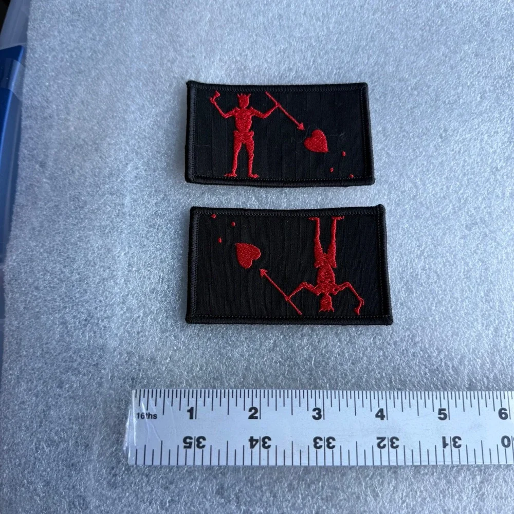 Black Red Pirate Skeleton Heart Embroidered Patch‎ Set Iron On Sew On